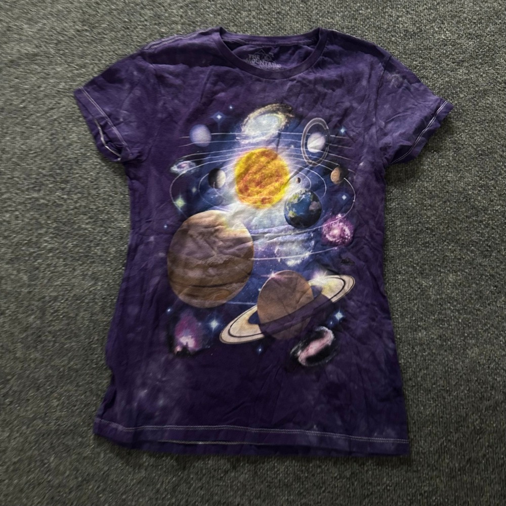 The Mountain T-Shirt Womens Size L Purple Solar Tie Dye Graphic Tee Cotton